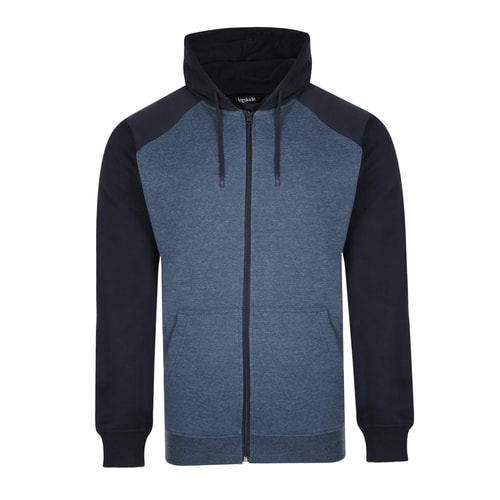 Bigdude Zip Thru Raglan Sleeve Hoody Navy/Denim Tall